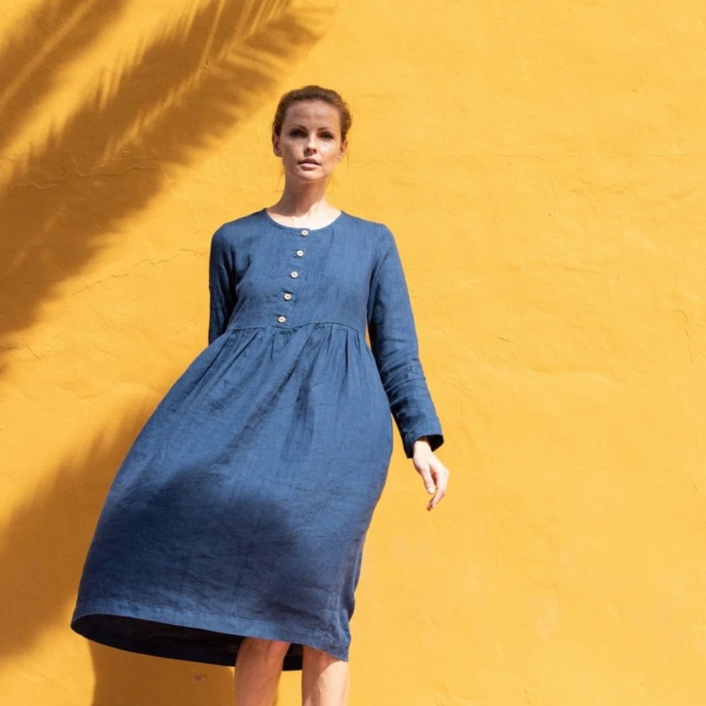 notPERFECTLINEN Long Sleeve Maxi MAMA Linen Dress